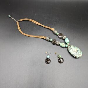 Necklace Earrings Set Dey Gem Jewelry Quarts Jasper Sterling Silver Box